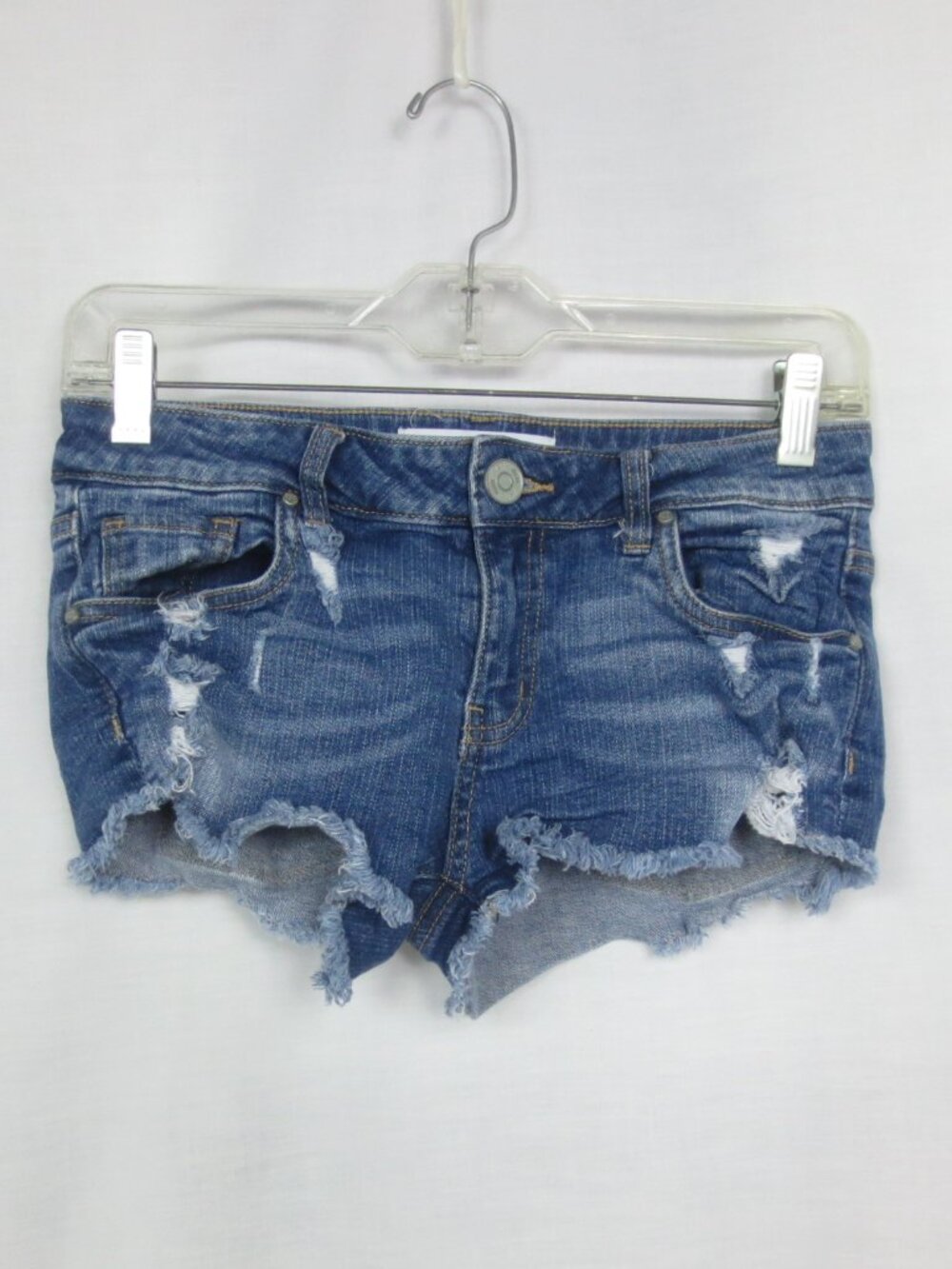 90s RSQ Shorts Cabo Cut Med Wash Stretch Distressed Faded Denim Shortie Size 1